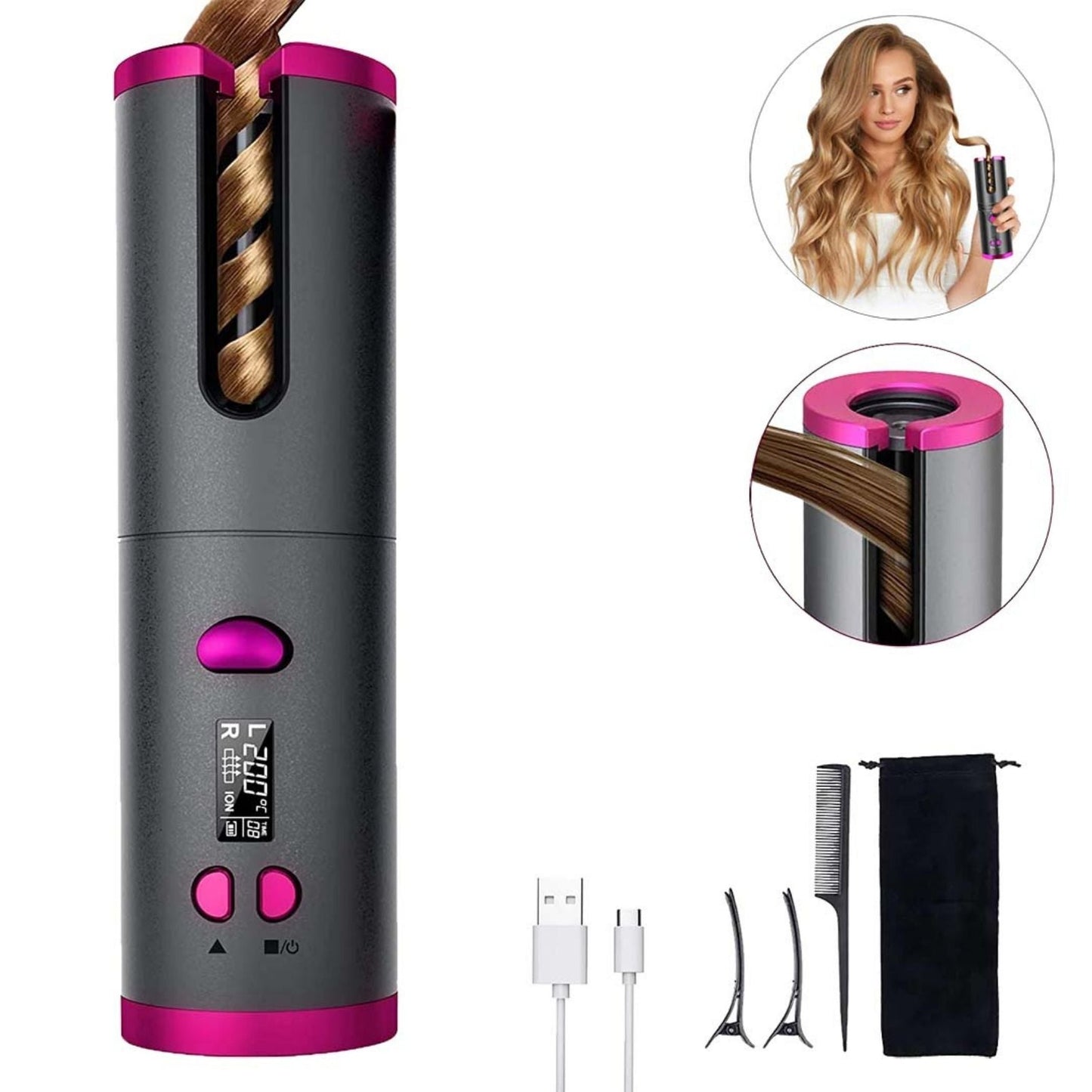 Fer à boucler automatique sans fil pour coiffure