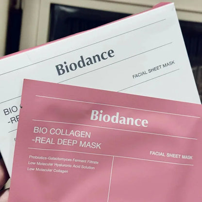 Masque collagène biodance hydratant en sachet, idéal pour une peau éclatante et hydratée.